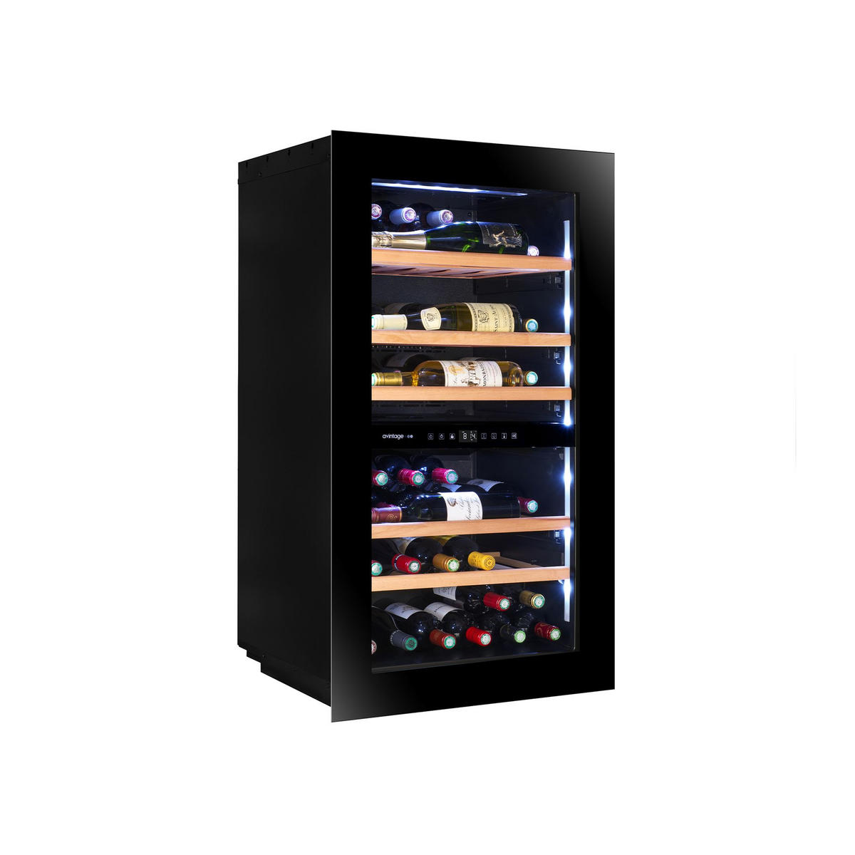 WEINKÜHLSCHRANK AVI105PLATINUM  - Schwarz, Basics, Glas/Holz (59,0/105,5/56,5cm)