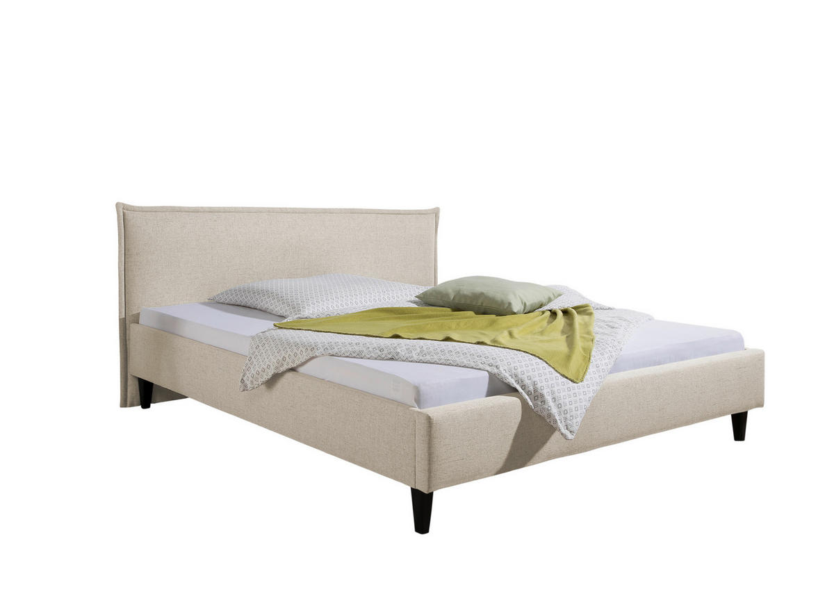 POLSTERBETT 200/200 cm,  in Beige,  - Beige/Schwarz, MODERN, Holz/Textil (200/200cm) - Livetastic