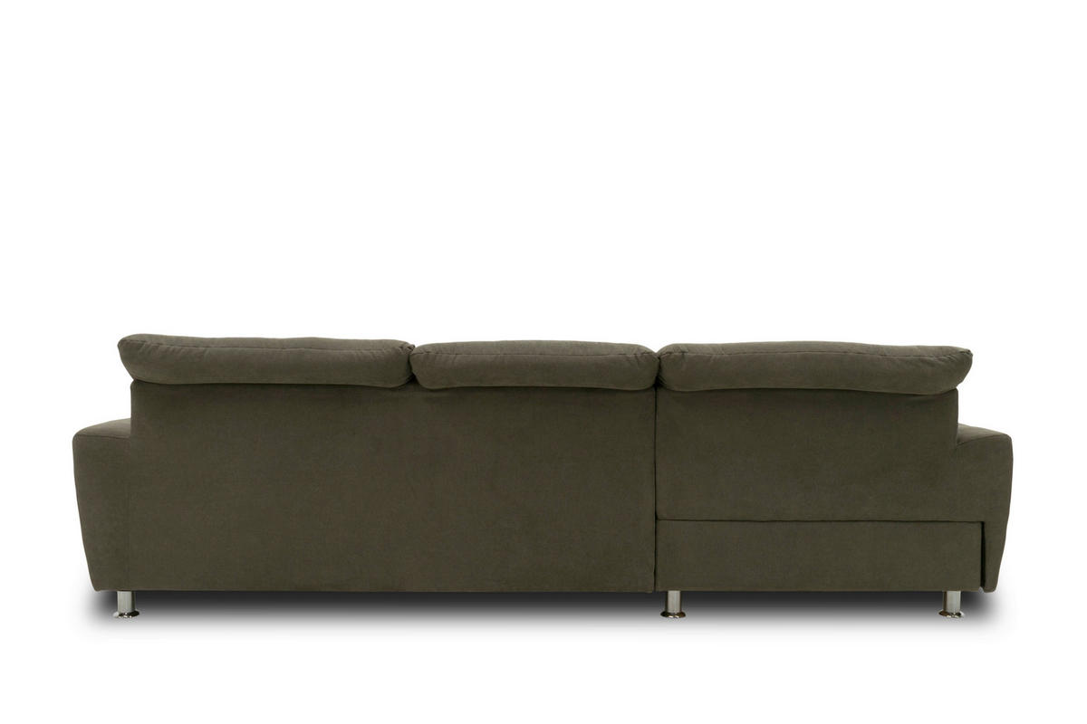 ECKSOFA MERIDIAN Schlammfarben Mikrofaser Rücken echt  - Chromfarben/Schlammfarben, KONVENTIONELL, Textil/Metall (171/278cm) - MID.YOU