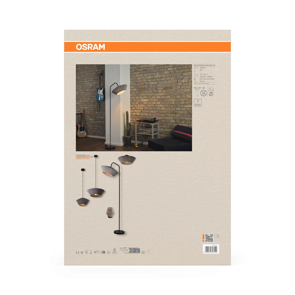 STEHLEUCHTE 40,5/56,8/164 cm   - Dunkelgrau, Basics, Textil/Metall (40,5/56,8/164cm) - Osram