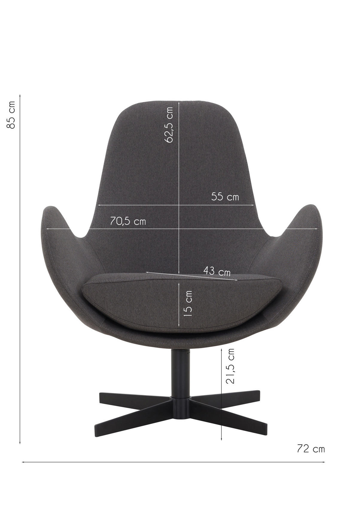 SESSEL in Webstoff Dunkelgrau  - Dunkelgrau/Schwarz, MODERN, Textil/Metall (68/77/57cm) - Livetastic