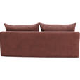 SCHLAFSOFA Simon Plüsch, Webstoff Terracotta  inkl. Rücken echt, Schlaffunktion, Bettkasten, Rückenkissen  - Terracotta/Schwarz, Design, Textil (213/89/105cm) - Novel