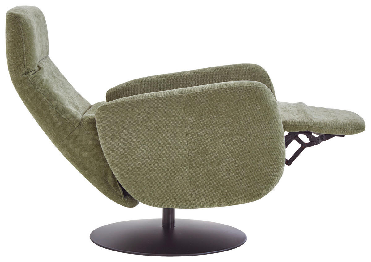 RELAXSESSEL Chenille Kopfteilverstellung, Fußteilverstellung    - Schwarz/Olivgrün, Design, Textil/Metall (76/109/83cm) - Beldomo Comfort