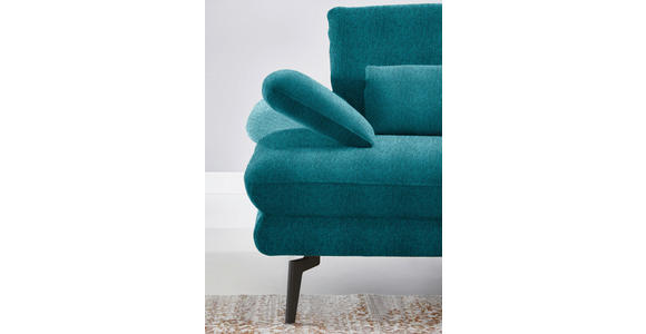 ECKSOFA in Chenille Petrol 310/180 cm - Petrol/Schwarz, Design, Textil/Metall (310/180cm) - Dieter Knoll