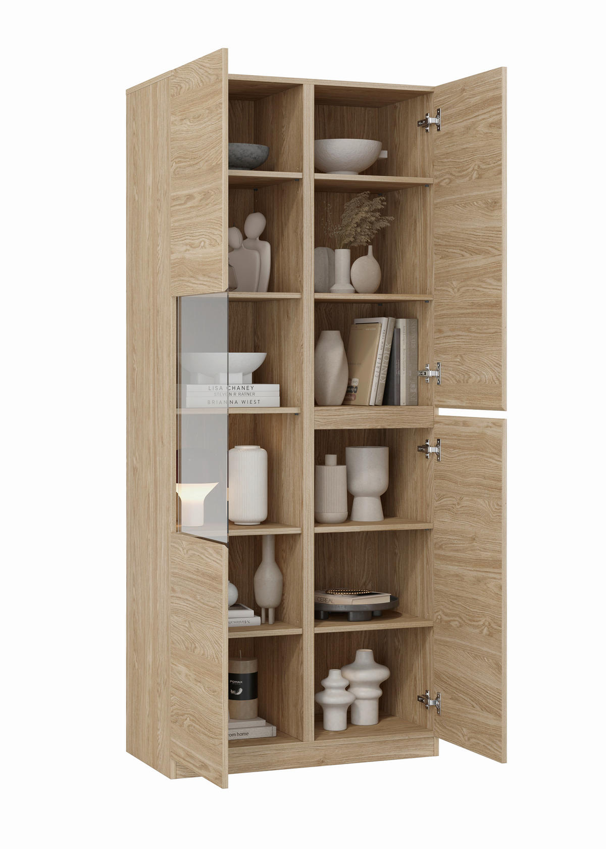 VITRINE  in Eichefarben  - Eichefarben, Design, Glas/Holzwerkstoff (79,4/187,5/40cm) - MID.YOU