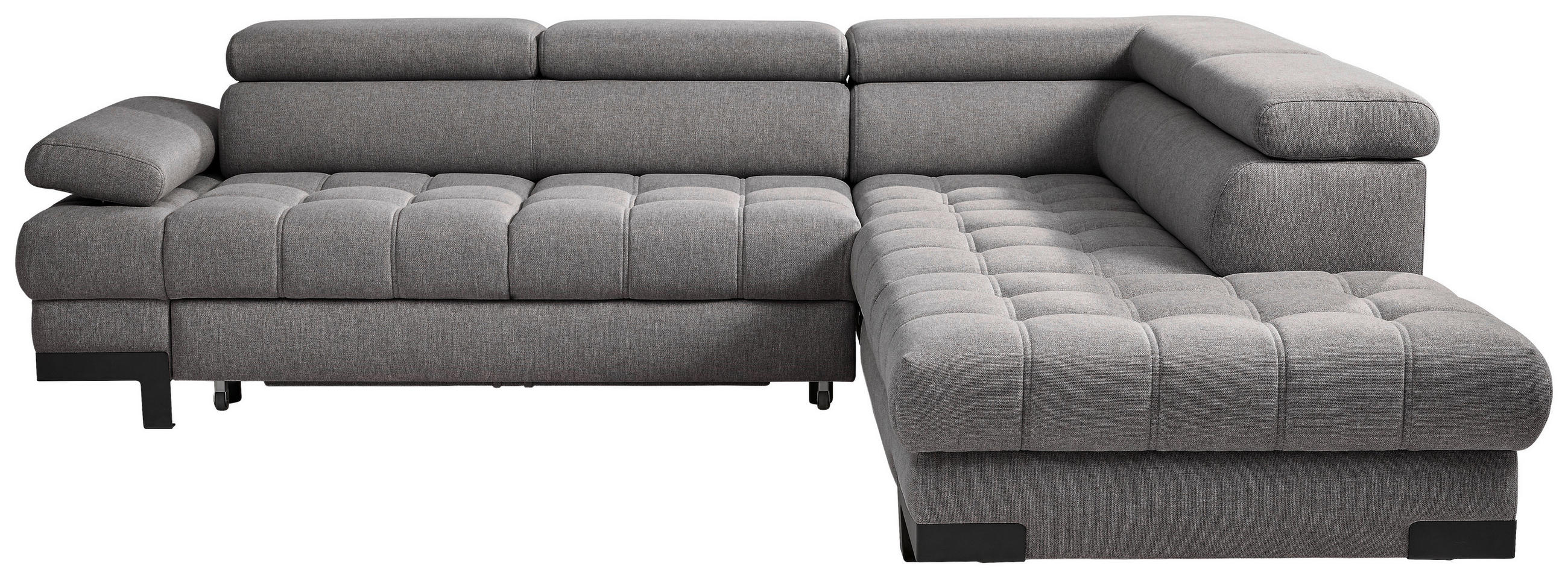 ECKSOFA Anthrazit Webstoff  - Anthrazit/Schwarz, Design, Textil/Metall (263/223cm) - Welnova