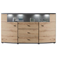 ŠIROKÁ KOMODA, hnědá, šedá, 160/86,8/41,6 cm - šedá/černá, Lifestyle, kov/kompozitní dřevo (160/86,8/41,6cm) - Livetastic