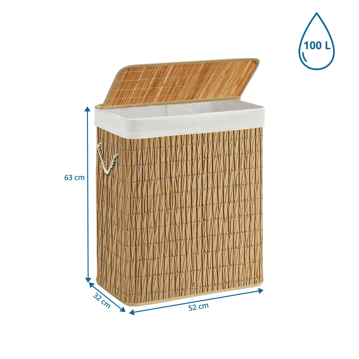 WÄSCHEKORB - Braun, MODERN, Kunststoff (52/63/32cm) - MID.YOU