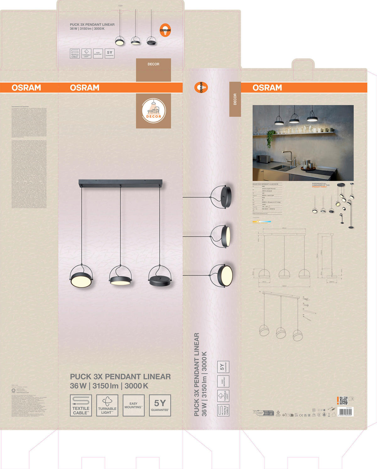 LED-HÄNGELEUCHTE 108/20/150 cm  - Schwarz, Design, Kunststoff/Metall (108/20/150cm) - Osram