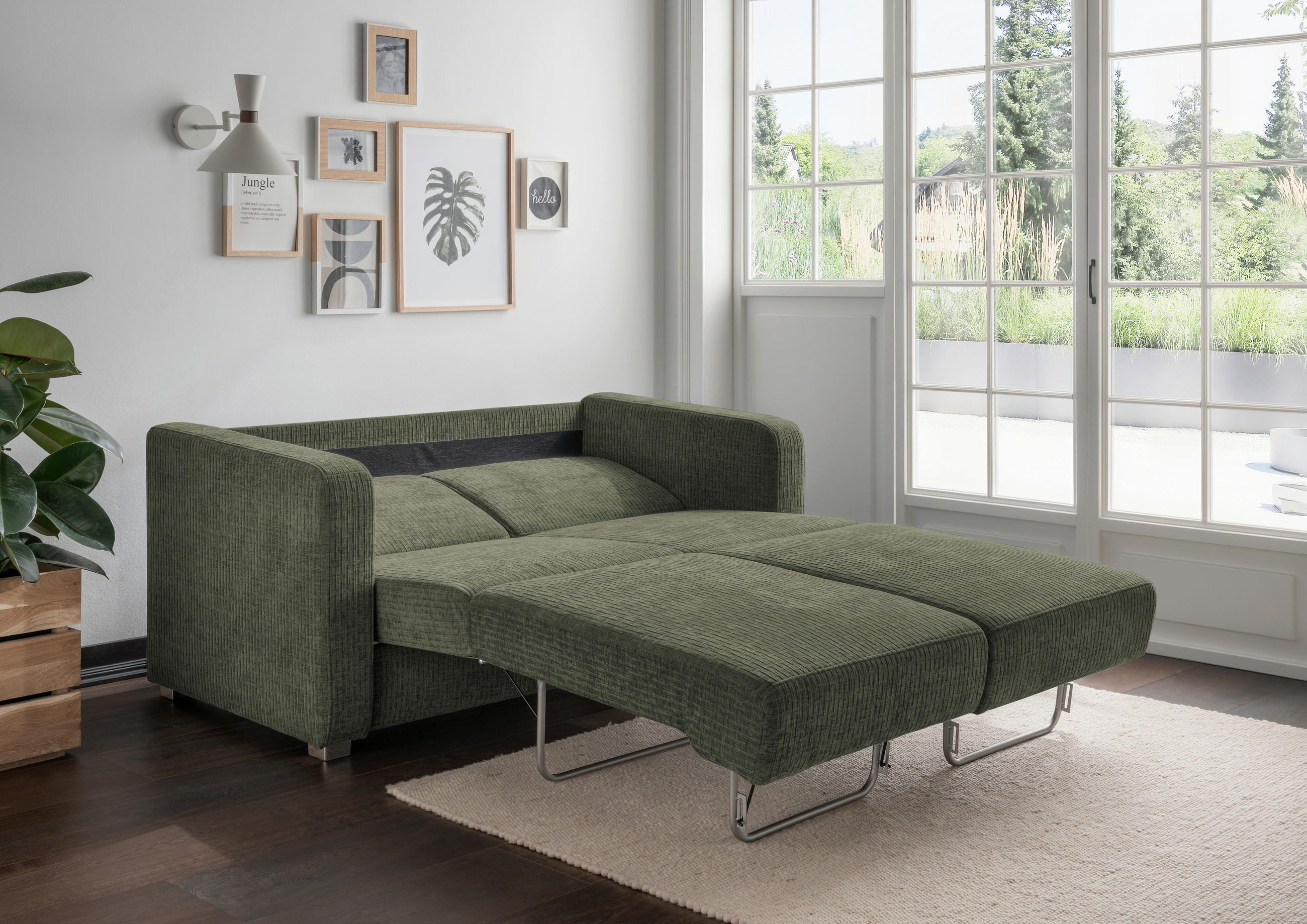 Thumbnail - Livetastic Schlafsofa, Olivgrün, Textil, Uni, 2-Sitzer, 159x88x87 cm, Made in EU, Stoffauswahl, Liegefunktion, einzeln a...
