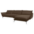 ECKSOFA in Flachgewebe Braun  - Schwarz/Braun, Design, Textil/Metall (338/165cm) - Hom`in