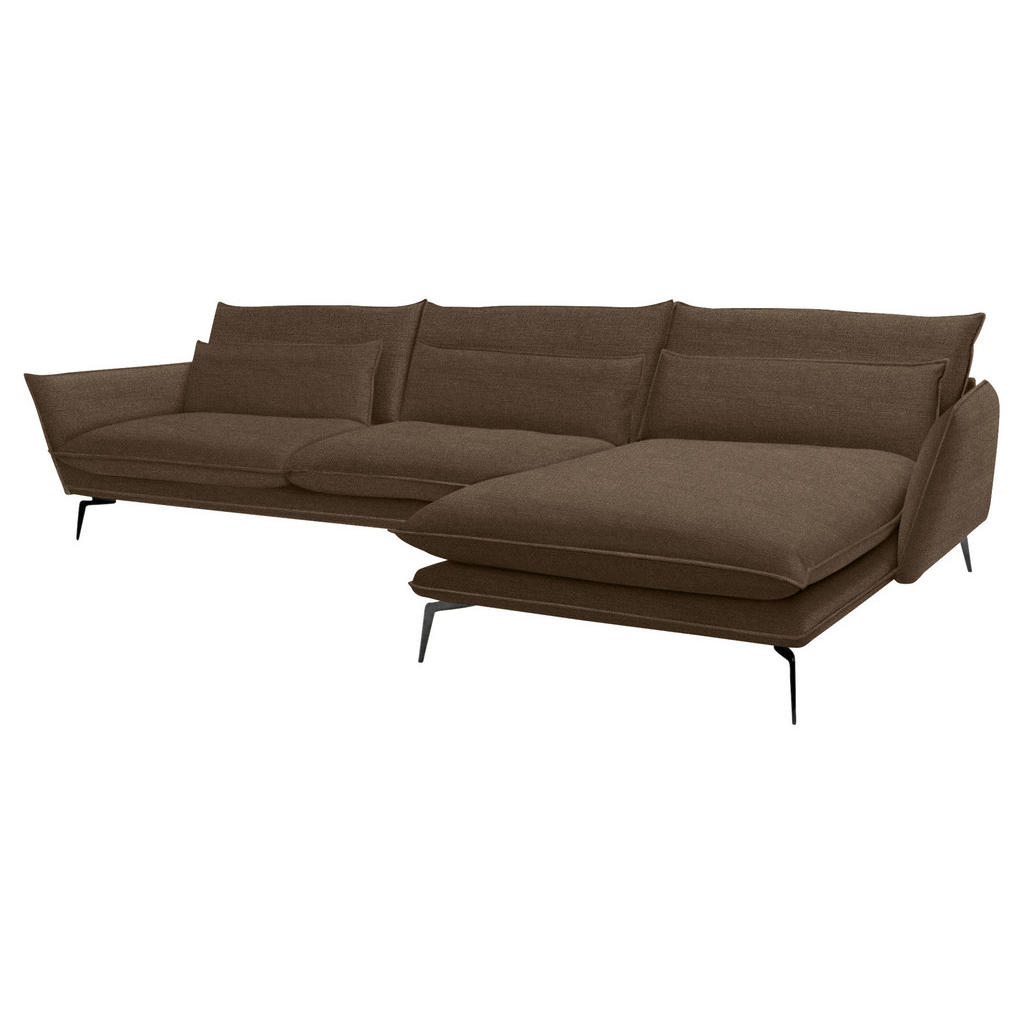 Thumbnail - Livetastic Ecksofa Skye, Braun, Textil, Uni, 3-Sitzer, Füllung: Silikon,Silikon, Ottomane rechts, L-Form, 338x165 cm, Ma...