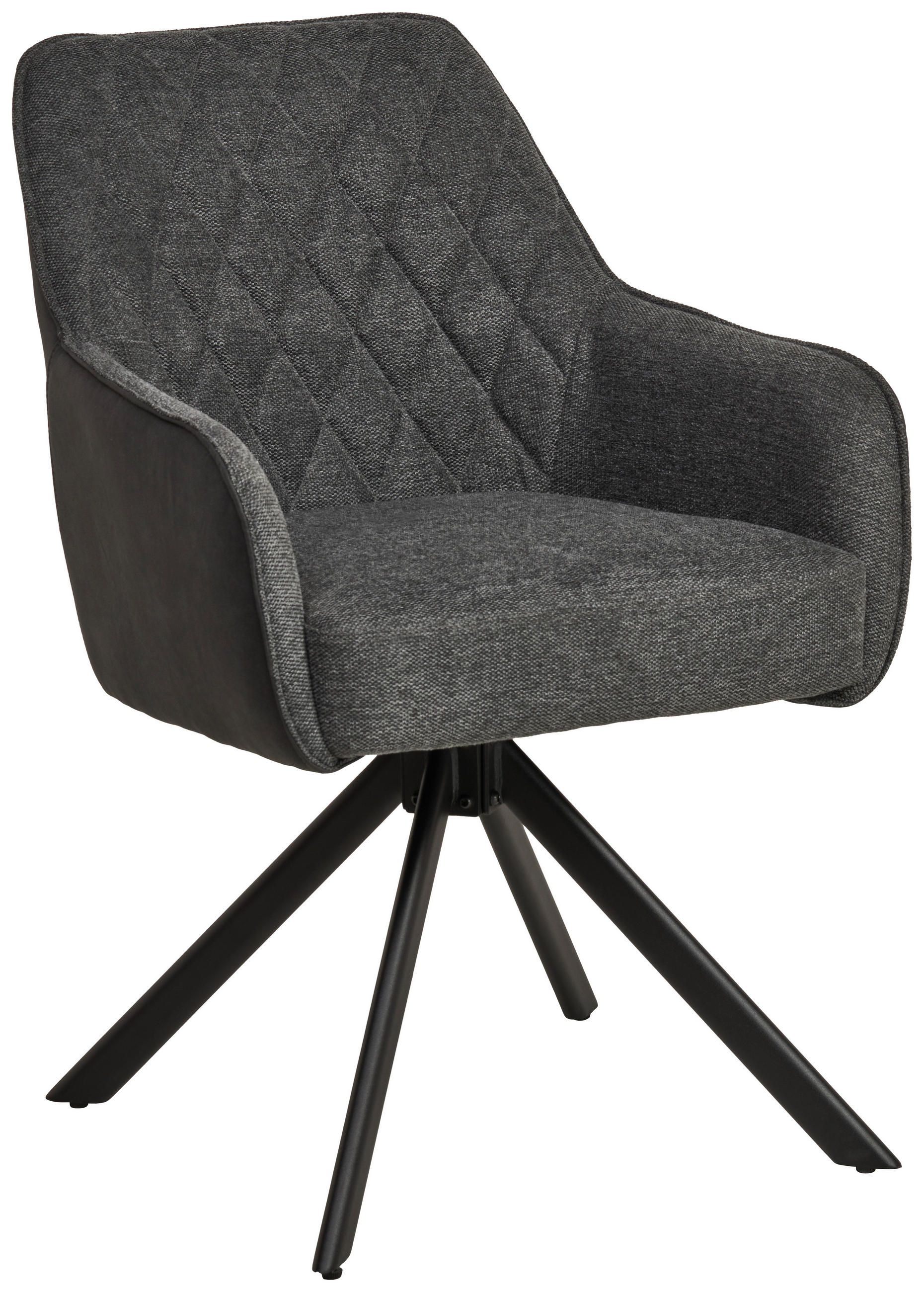 Scaun Cu Brațe din lemn, metal, textil, gri