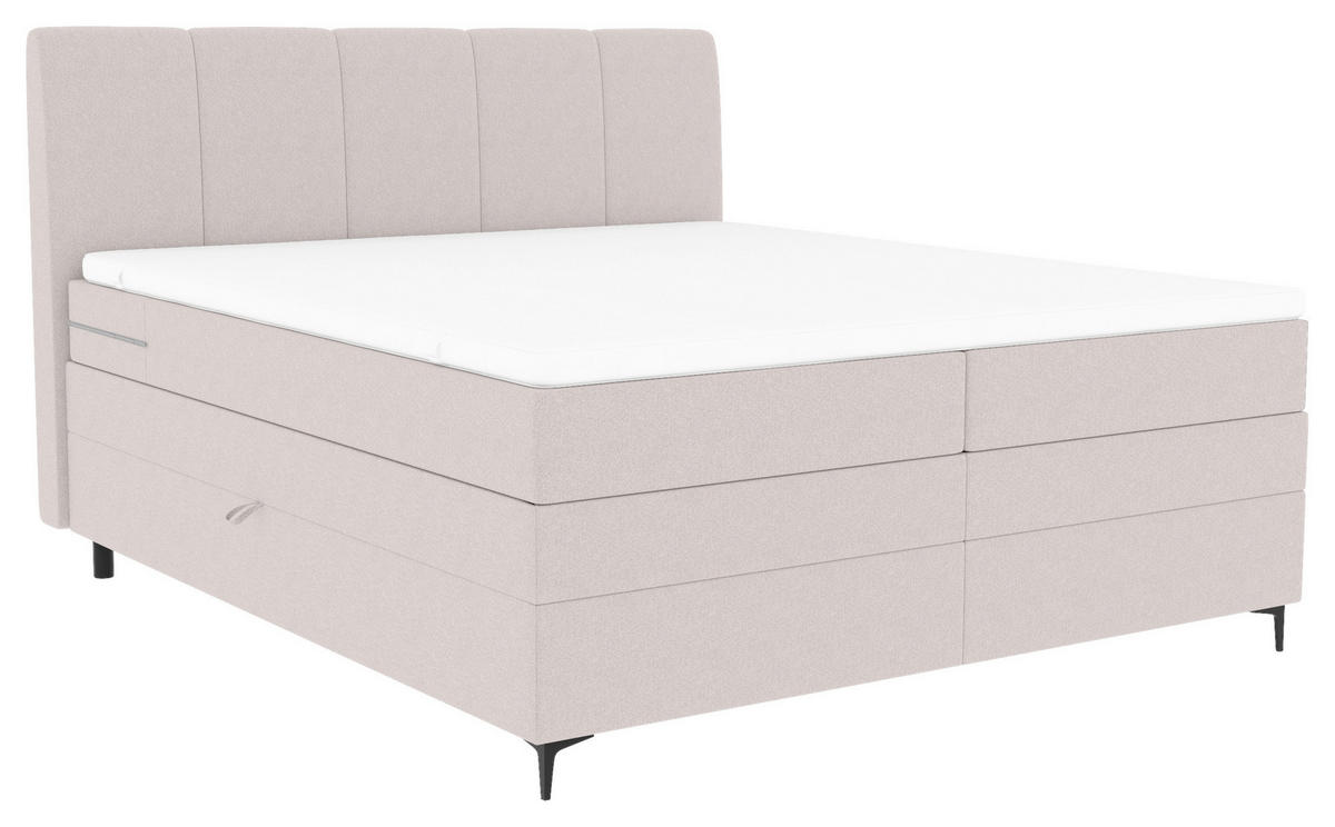 BOXSPRINGBETT 180/200 cm  in Greige  - Greige/Schwarz, KONVENTIONELL, Textil/Metall (180/200cm) - Boxxx