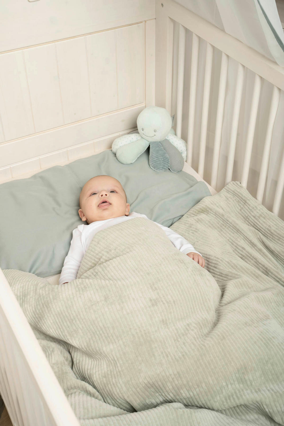 GITTERBETTSET Nicki-Cord  - Grün, Basics, Textil (100/135cm) - Bebe's Collection