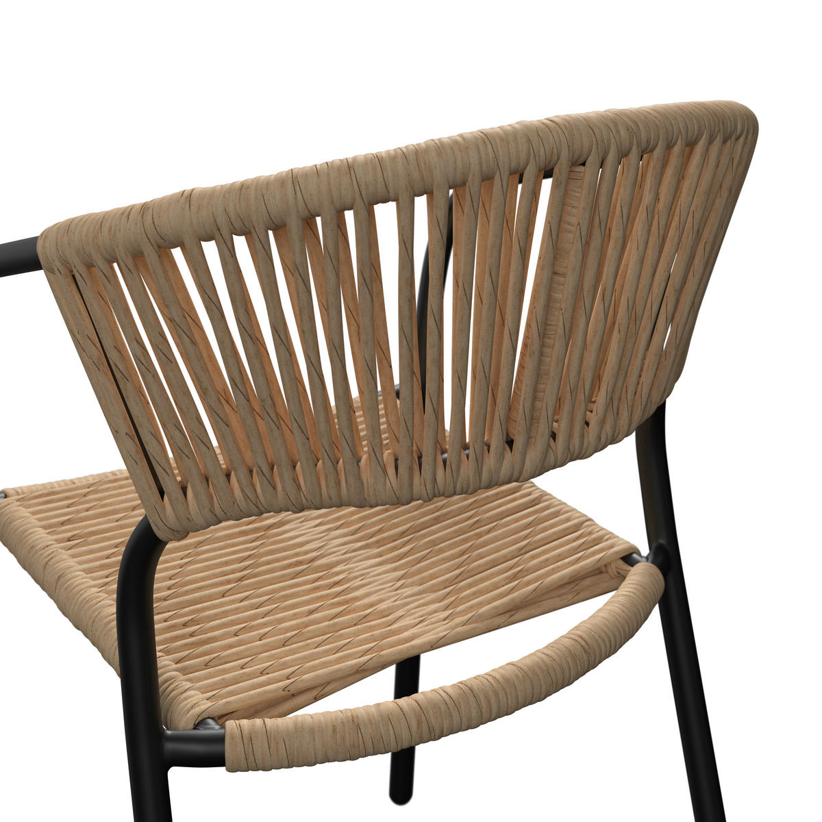 BALKONSET  - Schwarz/Naturfarben, Basics, Glas/Kunststoff (55/78/55cm) - Ambia Garden