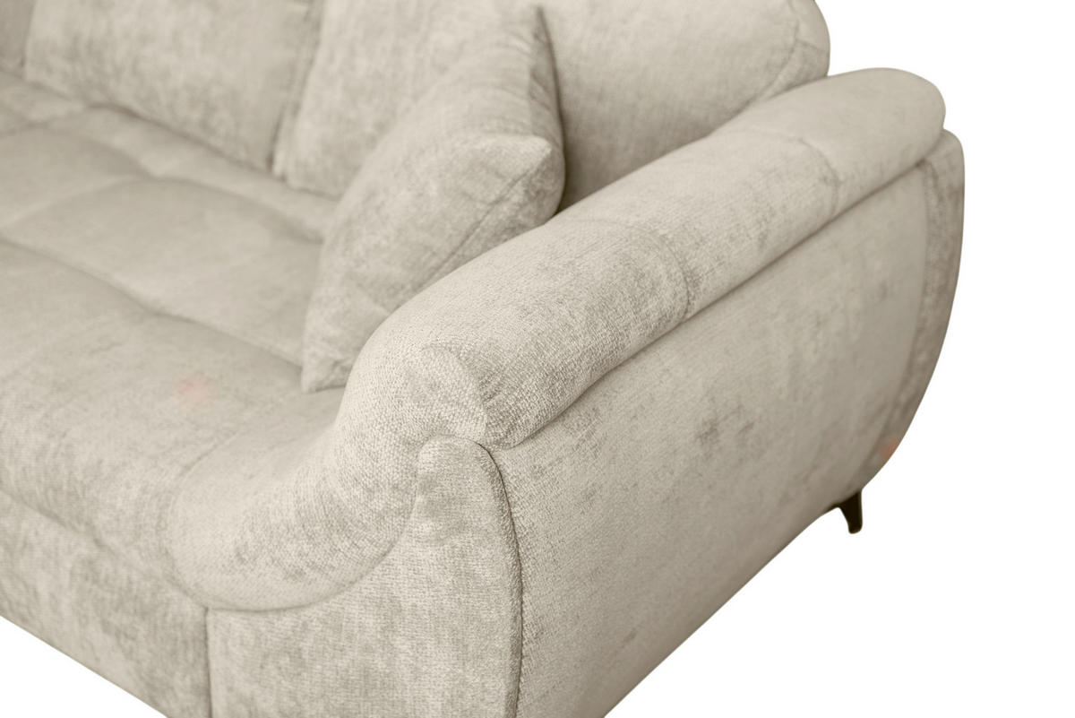 ECKSOFA LIVANO Beige Chenille Liegefläche im Originalstoff  - Beige/Schwarz, Design, Textil/Metall (190/250cm) - P & B