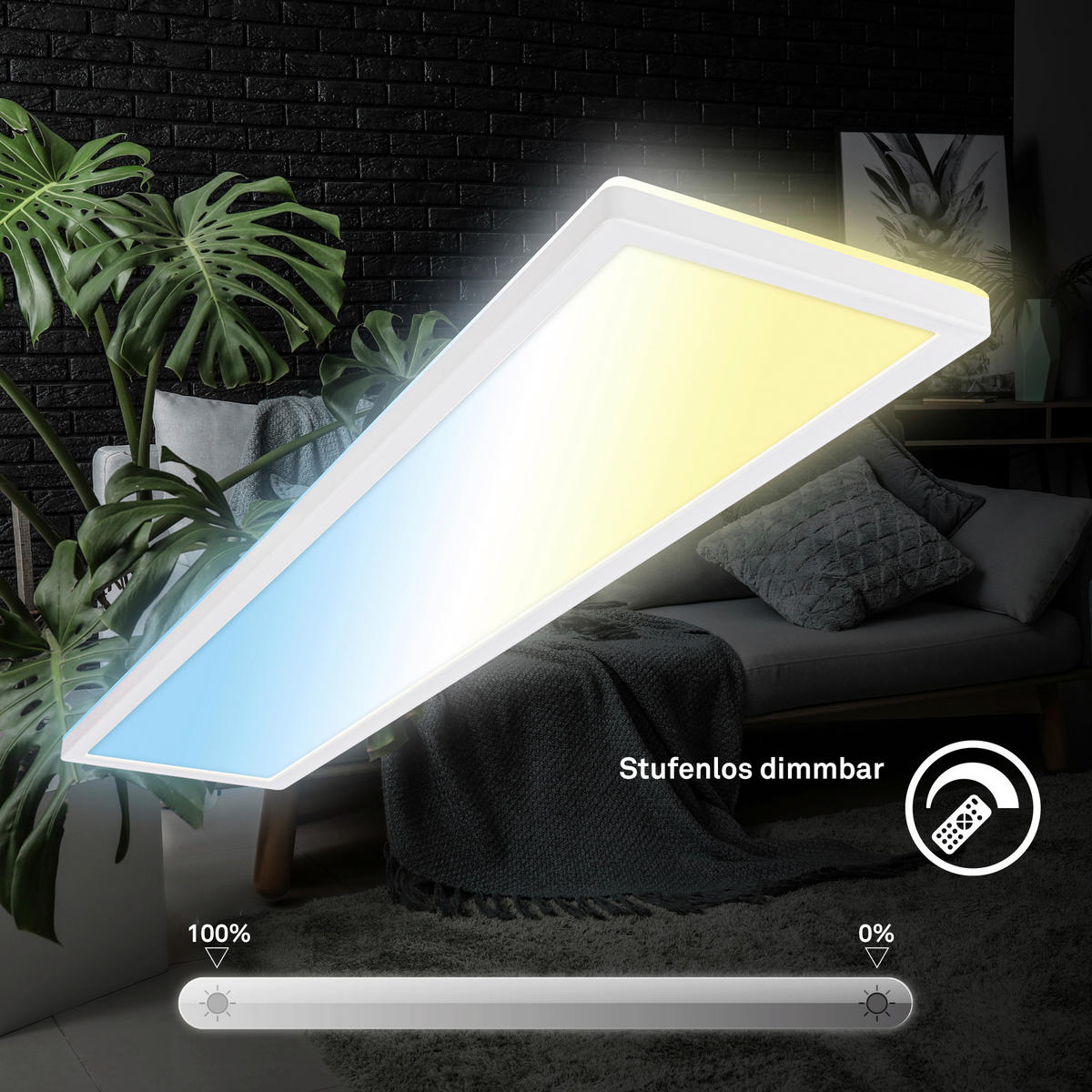 LED-PANEEL Slim 98/20/3 cm   - Weiß, Design, Kunststoff (98/20/3cm)