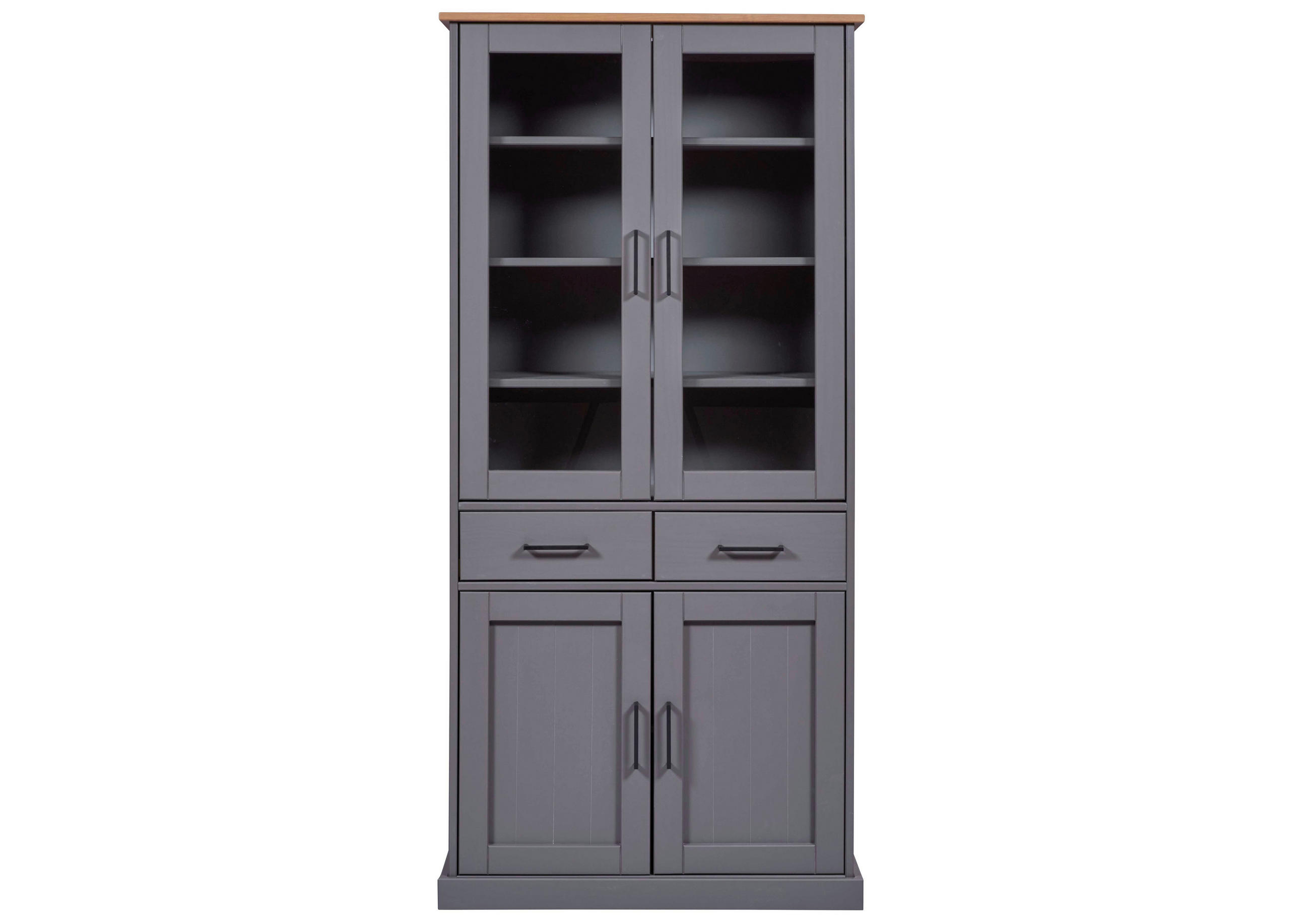 VITRINA 90/190/38 cm   - siva/crna, Moderno, staklo/drvni materijal (90/190/38cm)