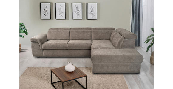ECKSOFA Taupe Flachgewebe  - Taupe/Schwarz, KONVENTIONELL, Kunststoff/Textil (280/235cm) - Carryhome