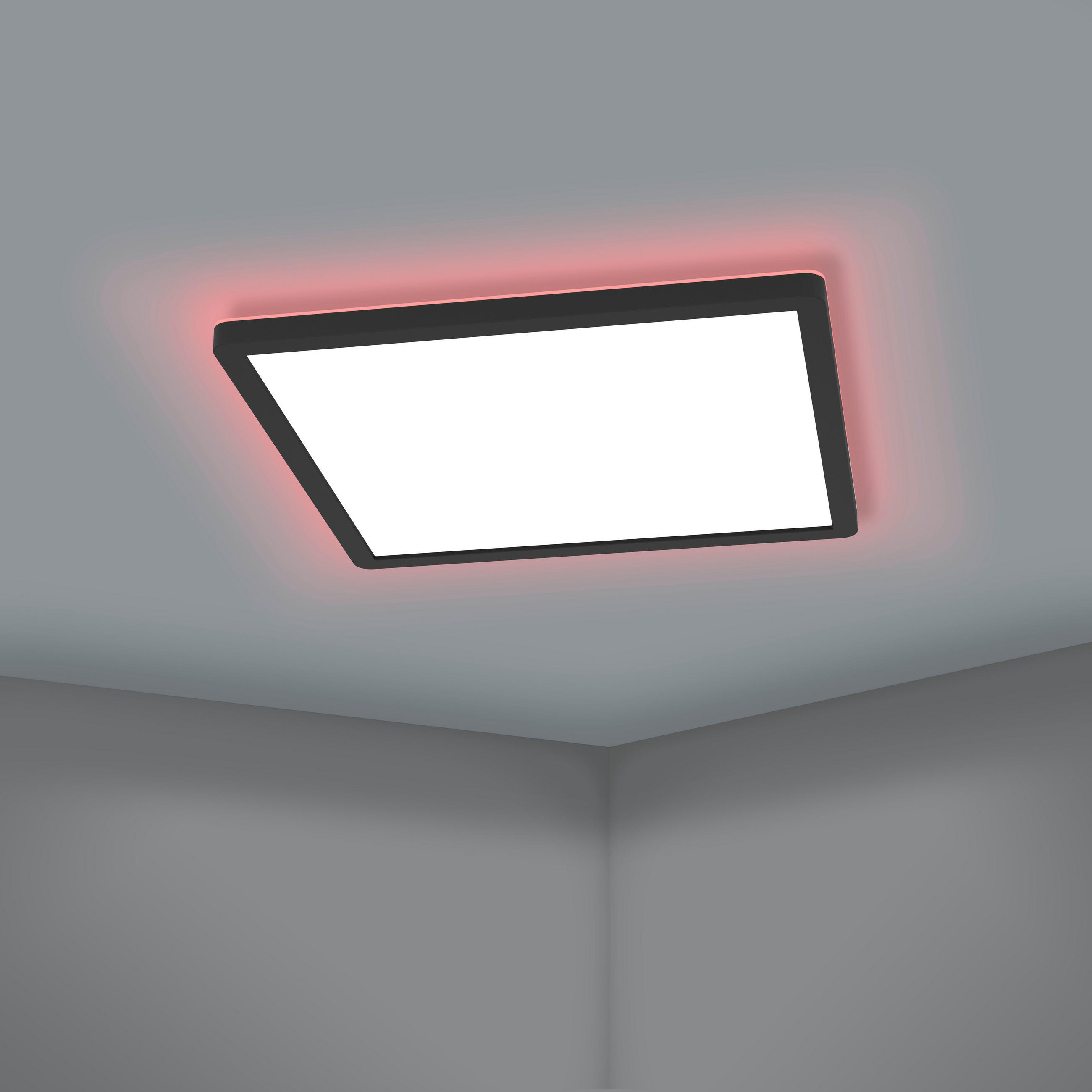 LED-DECKENLEUCHTE Rovito-Z  Smart 42/42/2,5 cm   - Schwarz/Weiß, Basics, Kunststoff (42/42/2,5cm) - Eglo