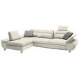 ECKSOFA Creme Webstoff Nierenkissen, Rücken echt  - Creme/Alufarben, Design, Textil (203/310cm) - Xora