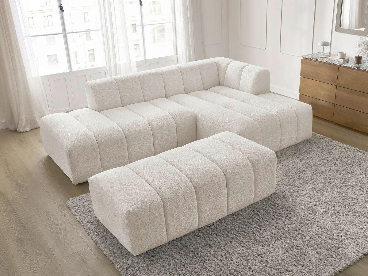 ECKSOFA  ANNECY Weiß Bouclé  - Schwarz/Weiß, MODERN, Kunststoff/Textil (262/170cm)