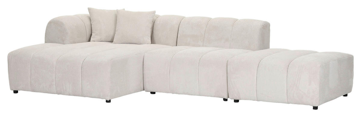 ECKSOFA Naturfarben Cord Zierkissen, Rücken echt  - Schwarz/Naturfarben, KONVENTIONELL, Kunststoff/Textil (162/313cm) - Carryhome