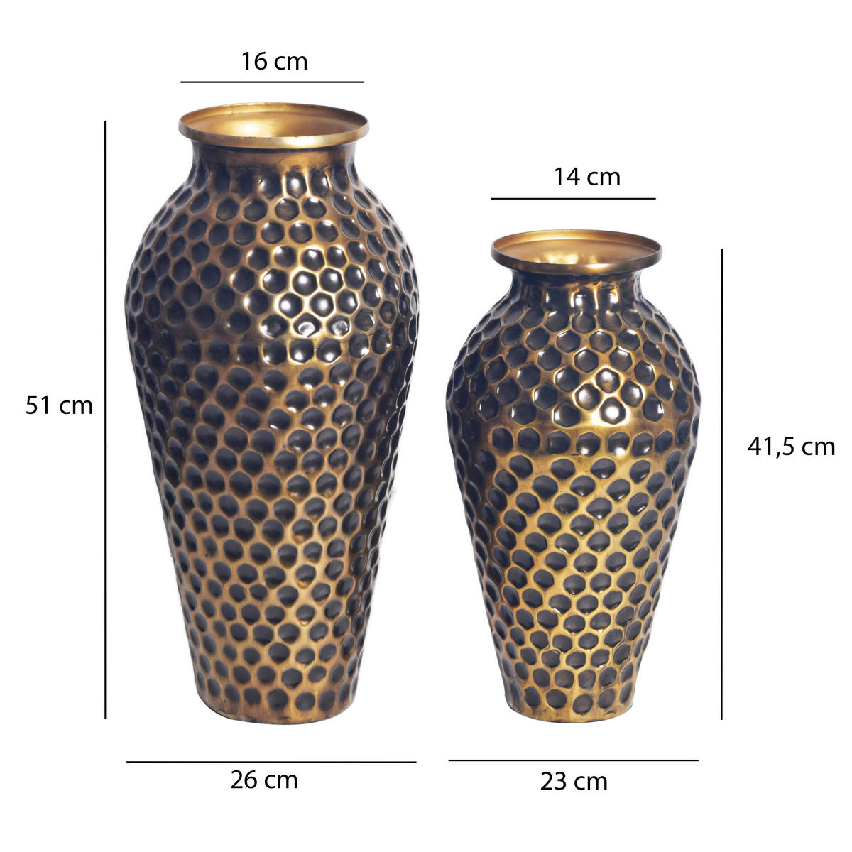 DEKOVASE  - Goldfarben, Design, Metall (26/51/26cm) - Livetastic
