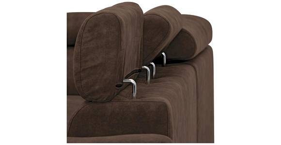 ECKSOFA Dunkelbraun Lederlook  - Dunkelbraun/Schwarz, Design, Kunststoff/Textil (230/263cm) - Hom`in