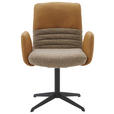 ARMLEHNSTUHL  in Stahl Flachgewebe Echtleder pigmentiert  - Rostfarben/Cognac, Design, Leder/Textil (64/93/69cm) - Dieter Knoll