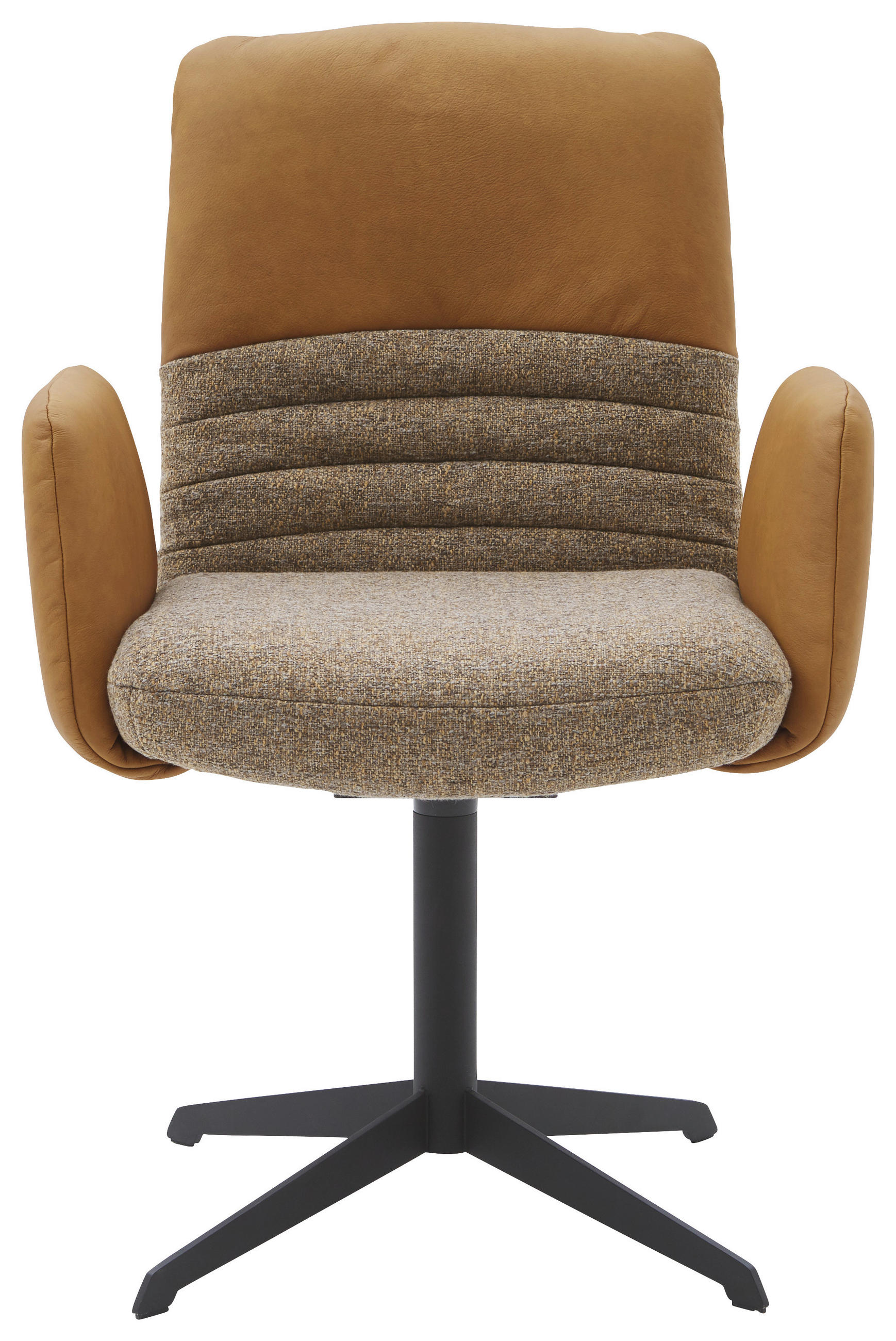 ARMLEHNSTUHL  in Stahl Flachgewebe Echtleder pigmentiert  - Rostfarben/Cognac, Design, Leder/Textil (64/93/69cm) - Dieter Knoll