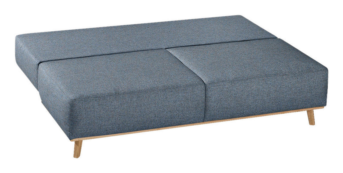 BOXSPRINGSOFA Blau, Grau  - Blau/Grau, Design, Holz/Textil (203/97/107cm) - Dieter Knoll
