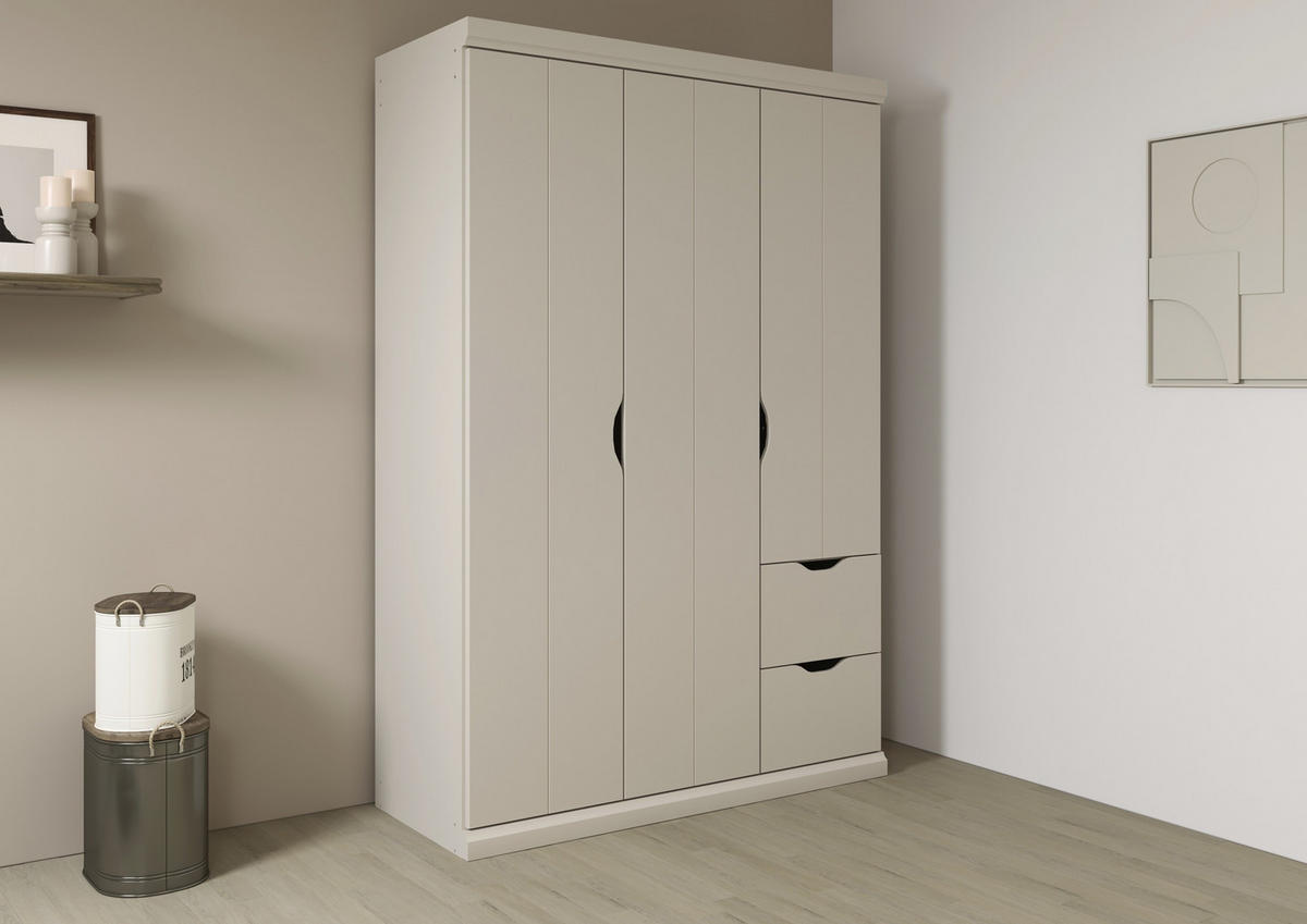 KLEIDERSCHRANK in Champagner  - Champagner, Basics, Holzwerkstoff (136/203/56cm) - Boxxx