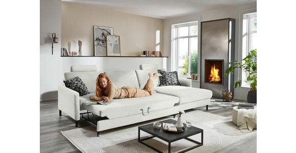 ECKSOFA  in Chenille, Flachgewebe Naturfarben  316/175 cm  - Schwarz/Naturfarben, Design, Textil/Metall (316/175cm) - Dieter Knoll