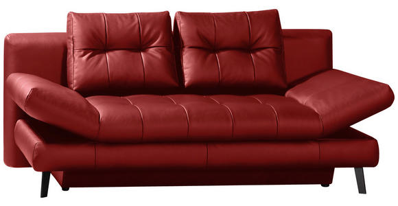 SCHLAFSOFA Rot Echtleder - Rot/Schwarz, Design, Leder/Metall (209/94/94cm) - Novel