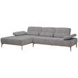 ECKSOFA in Flachgewebe Hellgrau  - Hellgrau/Schwarz, Natur, Holz/Textil (176/314cm) - Valnatura