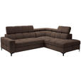 ECKSOFA in Struktur Dunkelbraun  - Dunkelbraun/Schwarz, MODERN, Textil/Metall (254/212cm) - Carryhome