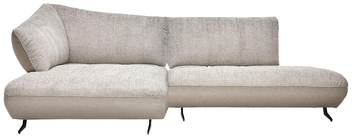 ECKSOFA in Chenille, Struktur Grau, Sandfarben  - Sandfarben/Anthrazit, Design, Textil/Metall (172/265cm) - Joop!