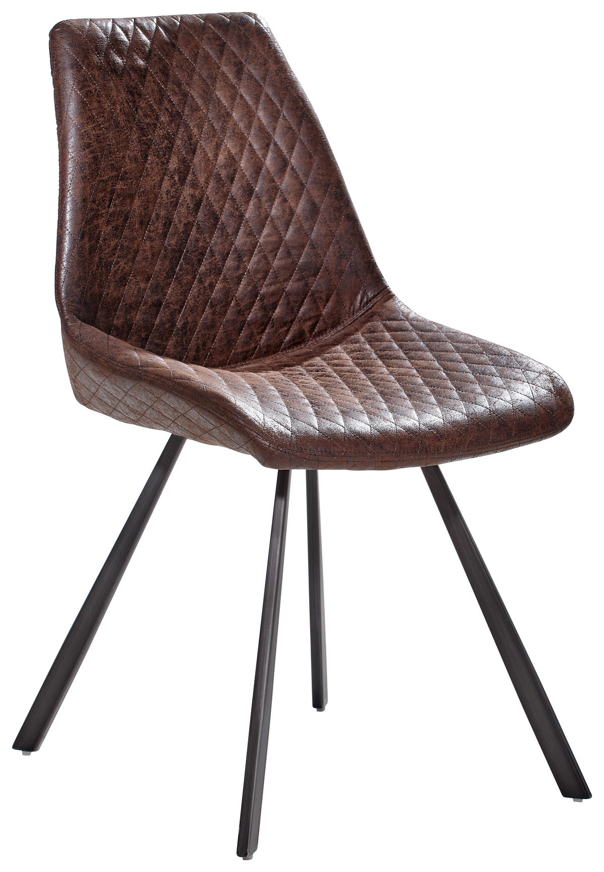 STUHL Eisen Mikrofaser  - Braun/Grau, Trend, Textil/Metall (46/86/61cm) - Ambia Home