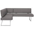 ECKBANK 137/231 cm  in Grau, Edelstahlfarben  - Edelstahlfarben/Grau, Design, Textil/Metall (137/231cm) - Dieter Knoll