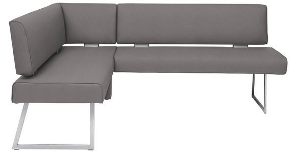 ECKBANK 137/231 cm  in Grau, Edelstahlfarben  - Edelstahlfarben/Grau, Design, Textil/Metall (137/231cm) - Dieter Knoll