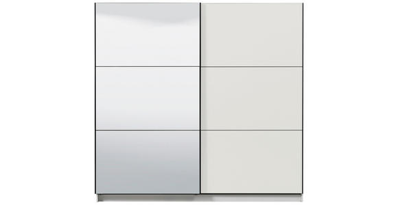 SCHWEBETÜRENSCHRANK 217/210/62,5 cm 2-türig Weiß  - Schwarz/Weiß, Basics, Glas/Holzwerkstoff (217/210/62,5cm) - Xora