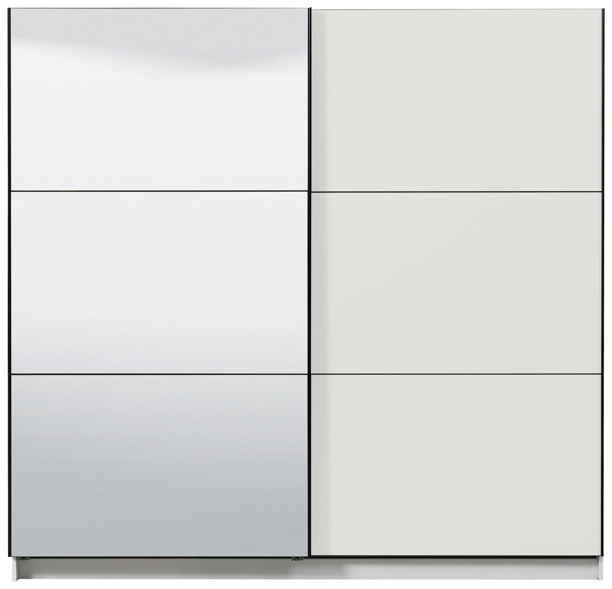 SCHWEBETÜRENSCHRANK 217/210/62,5 cm 2-türig Weiß  - Schwarz/Weiß, Basics, Glas/Holzwerkstoff (217/210/62,5cm) - Xora