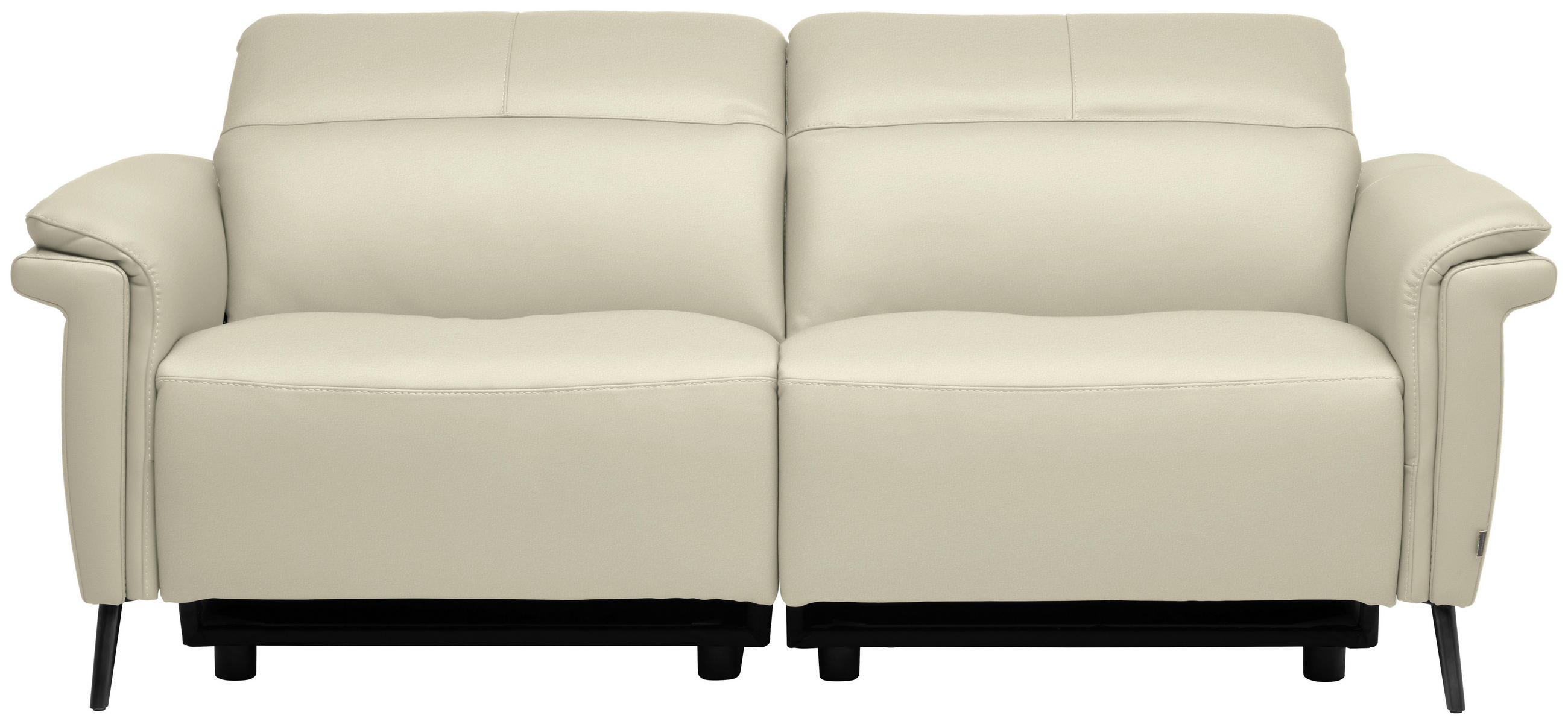 3-SITZER-SOFA Echtleder Creme  - Creme/Schwarz, Design, Leder/Metall (210/79/104cm) - Belluti