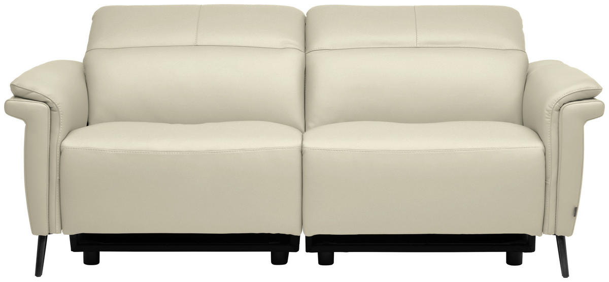 3-SITZER-SOFA  in Echtleder Creme   - Creme/Schwarz, Design, Leder/Metall (210/79/104cm) - Belluti