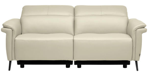 3-SITZER-SOFA  in Echtleder Creme   - Creme/Schwarz, Design, Leder/Metall (210/79/104cm) - Belluti