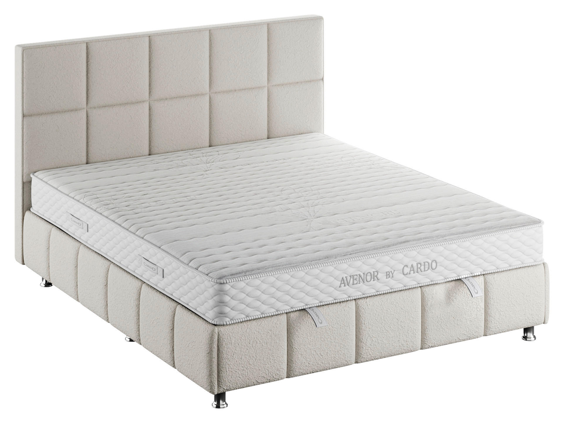 KÁRPITOZOTT ÁGY SZETT 160/200 cm  ekrü  - alumíniumszínű/ekrü, Basics, műanyag/faalapú anyag (160/200cm) - Cardo