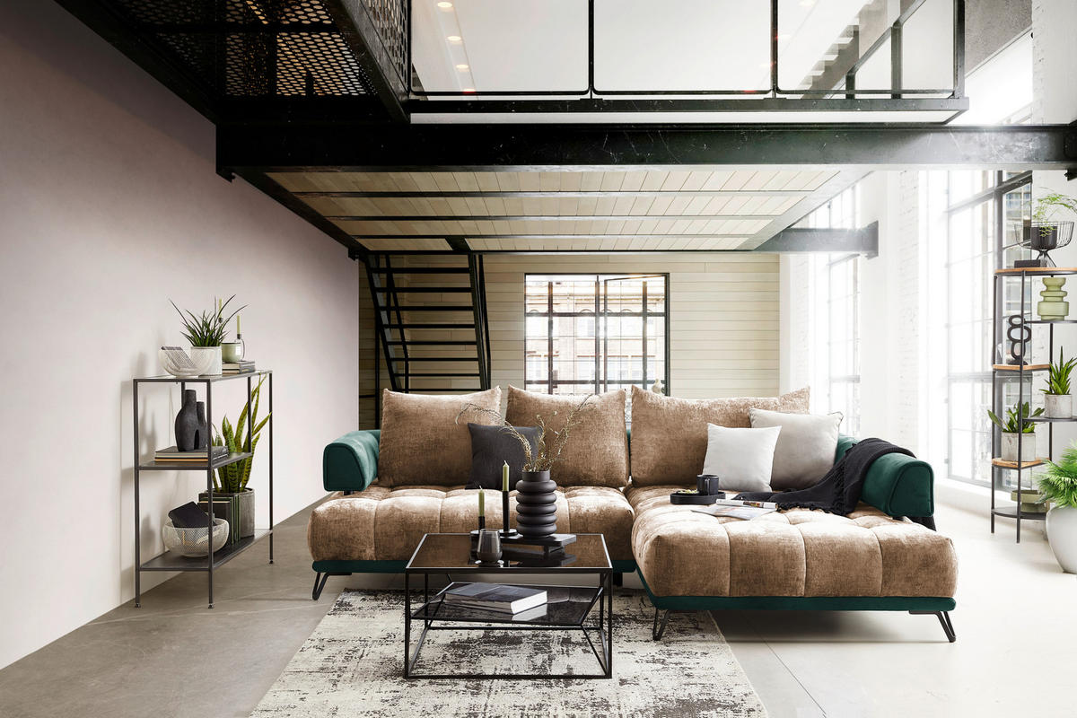 HÖRNSOFFA i beige  - beige/svart, Modern, metall/textil (262/67-87/184cm) - MID.YOU