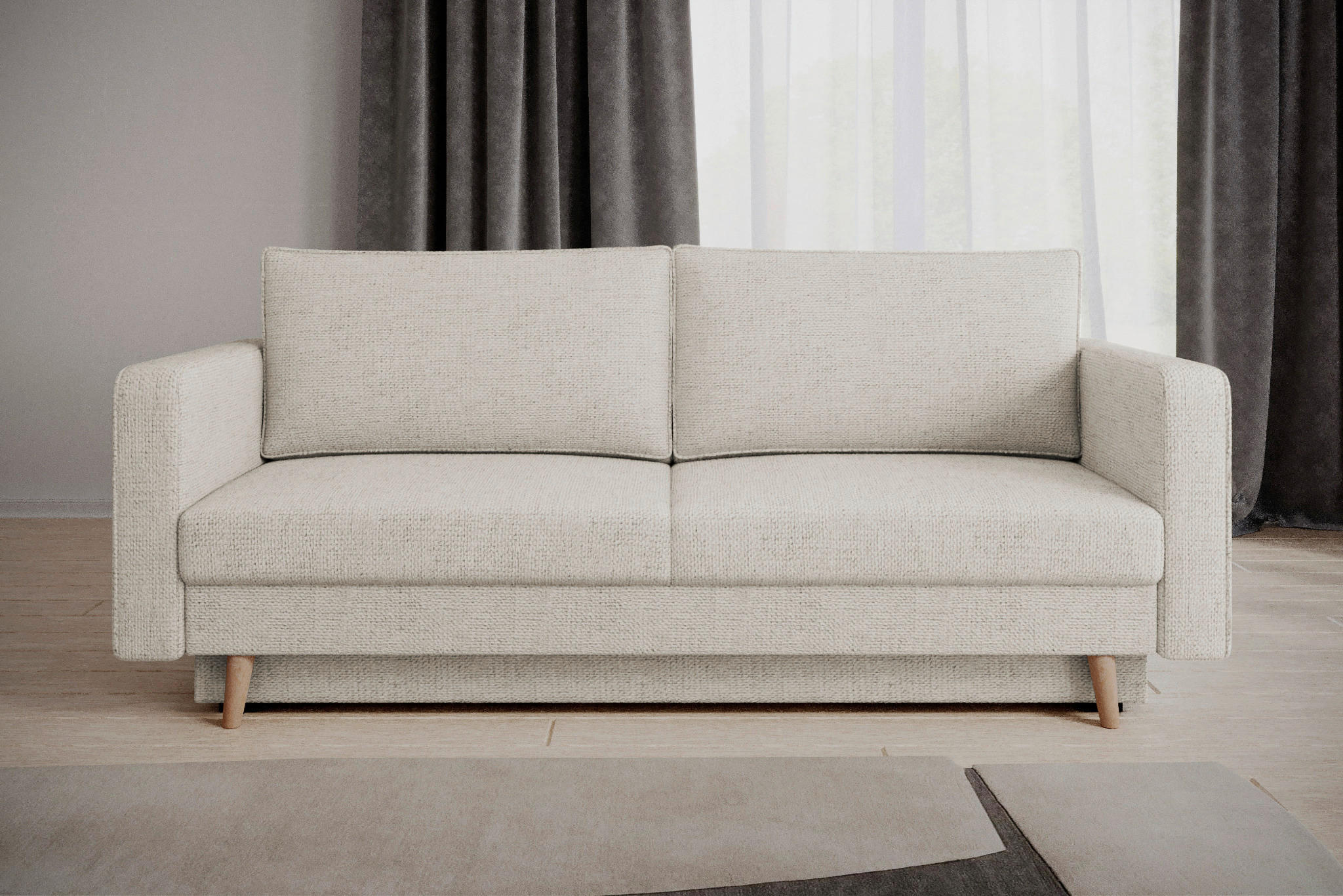 SCHLAFSOFA COCO in Creme  - Erlefarben/Creme, Design, Holzwerkstoff/Kunststoff (232/90/97cm) - MID.YOU